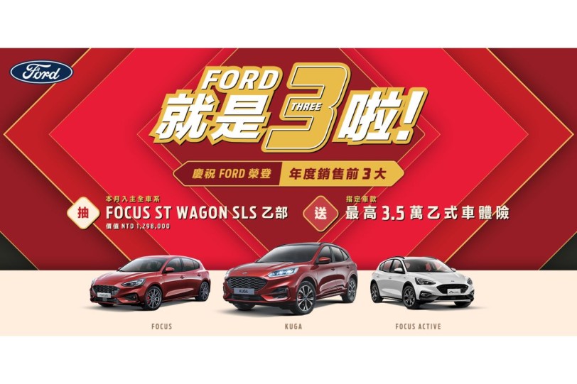 Ford站穩車壇前三大 展望2022開年優惠登場  入主Ford全車系抽 Focus ST Wagon – SLS Edition