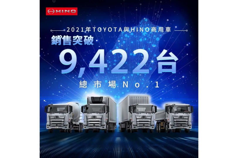 和泰商用車(TOYOTA &amp; HINO)贏得 2021 年台灣3.49噸(含)以上商用車總市場銷售冠軍