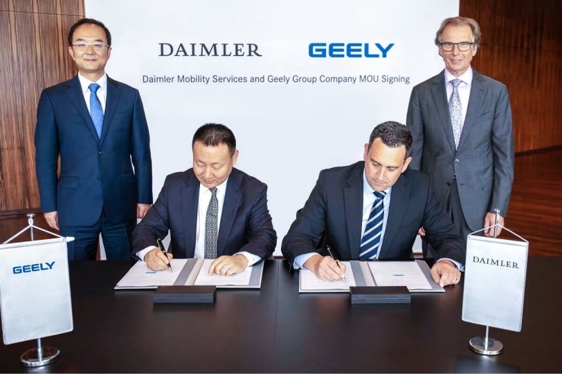 Daimler集團與中國吉利汽車集團 簽屬合作案於中國開發高端叫車服務
