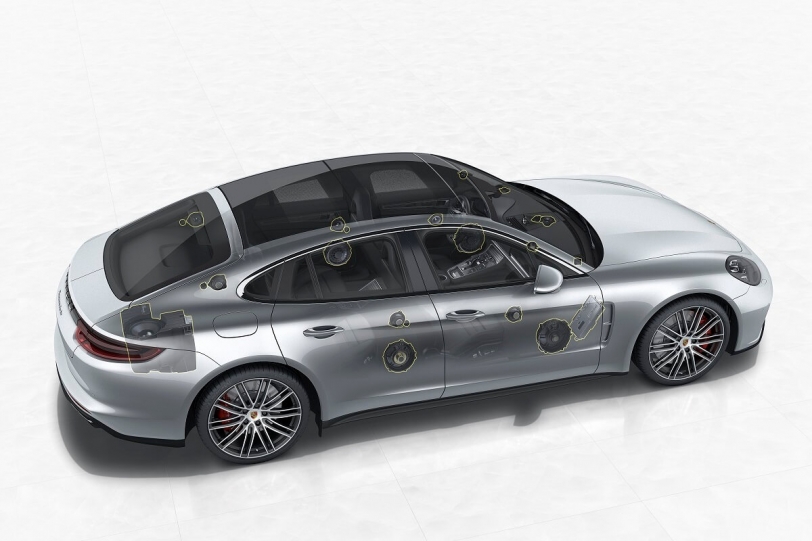Porsche率先使用Burmester氣體動力轉換式(AMT)環繞音效 列為二代Panamera的高檔選配 目前全球唯一車廠使用