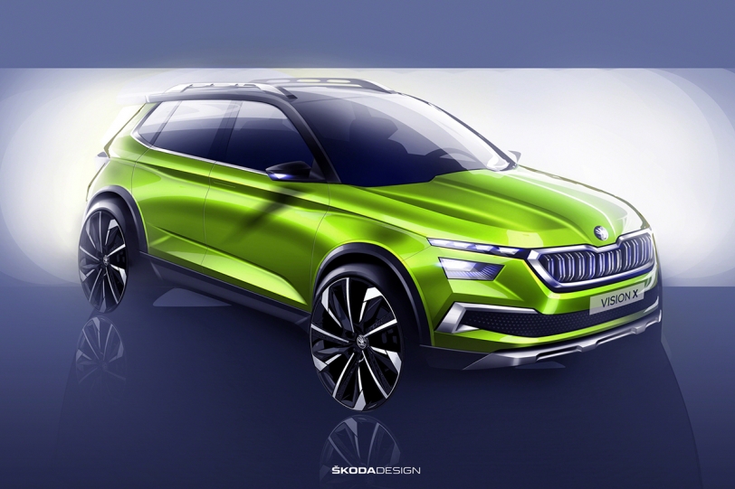 挾帶新油電混合系統與設計語彙，Skoda Vision X Concept 入門 SUV 設計草稿釋出