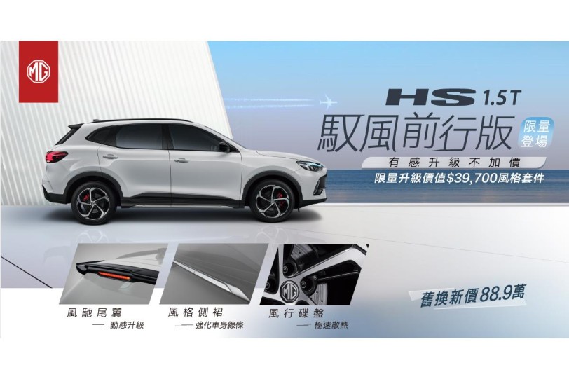 三大升級套件不加價  制動、型格雙重升級！MG HS 1.5T馭風前行版維持 93.9 萬元限量 100 台登場