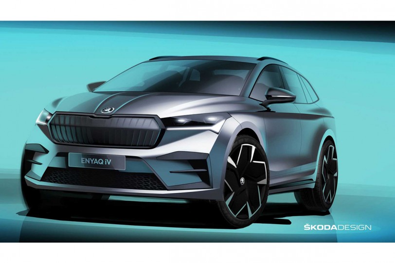 Skoda ENYAQ iV 純電 SUV 外觀設計草圖露出、9/1 全球首發！