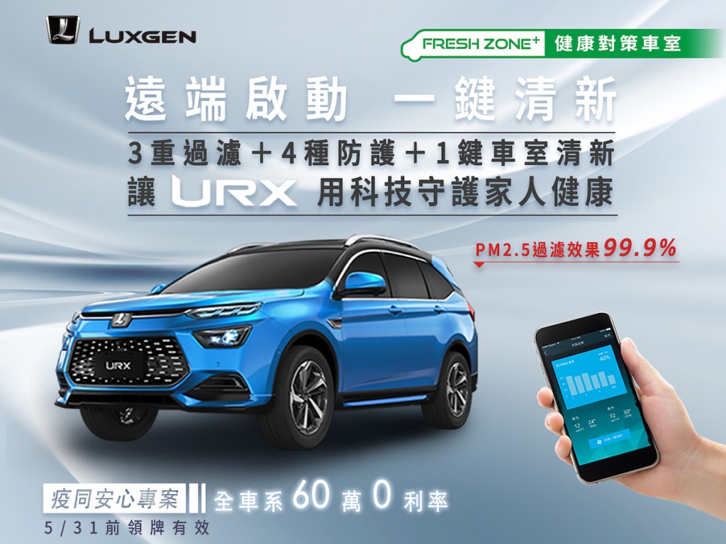 遠端啟動一鍵清新 以車防疫首選 Luxgen URX